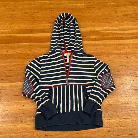 Matilda Jane Joanna Gaines Collab blue/white stripe Quarterzip hoodie - Picture 1 of 4